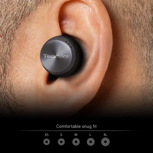 Vista 3 de Technics Auriculares inalámbricos verdaderos, auriculares Bluetooth, tecnología híbrida dual, sonido de alta fidelidad, diseño compacto, compatible