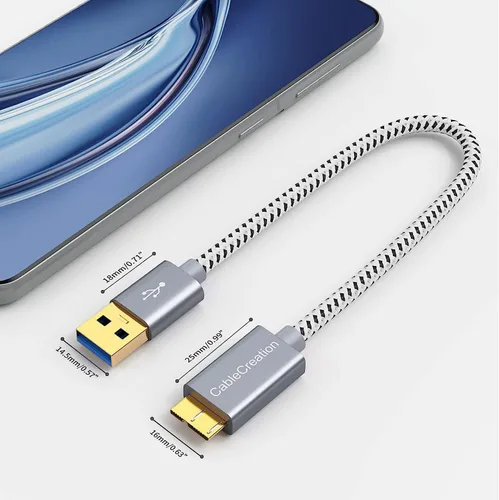Vista 6 de CableCreation Cable corto USB3.0 para disco duro de 1 pie, USB 3.0 A a Micro B Cable de 5 Gbps de datos, USB 3.0 externo funciona para WD Toshiba