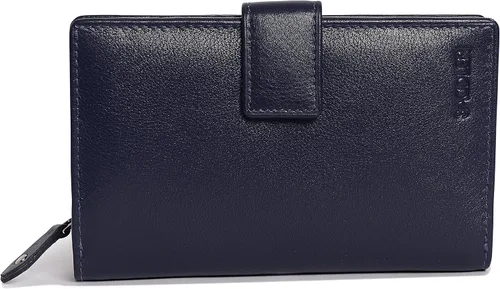 Vista 2 de SADDLER Billetera de cuero de lujo para mujer, cartera RFID con cremallera, tarjetero de crédito de alta capacidad con monedero grande