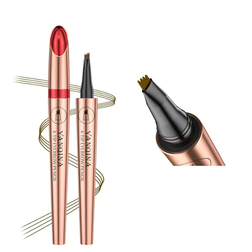 Vista 12 de Lápiz de cejas negro Liquid Microblading. Resistente al agua, de larga duración, natural, pluma de cejas con punta de horquilla de 4 puntos