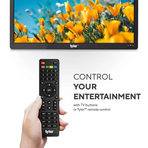 Vista 8 de Tyler TV Monitor LCD Portátil de 16" con Batería Capacidad Inalámbrica HD-TV, HDMI, USB, RCA, AC/DC, Radio FM, Cargador de Coche, Control Remoto