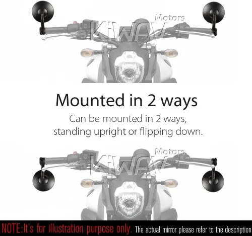 Vista 5 de KiWAV Espejos de extremo de barra para motocicleta Bob Chrome compatible con manillar roscado M6