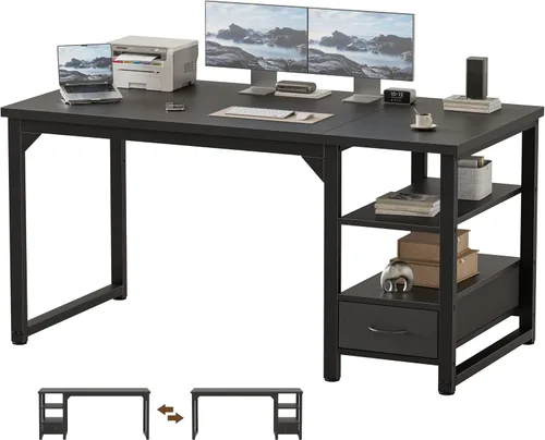 Vista 36 de Mericonia Escritorio para computadora, escritorio de juegos para espacios pequeños, mesa de estilo moderno y simple para oficina en casa, mesa