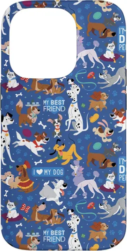 Vista 17 de Disney Funda para iPhone 17 con texto en inglés «Dogs I Love My Dog», color azul