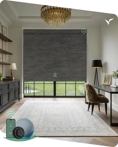Vista 8 de Yoolax Persianas motorizadas con control remoto, persianas inteligentes opacas con control remoto, cortinas eléctricas compatibles con Alexa