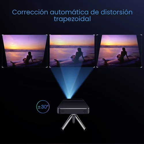Vista 3 de AKASO Mini Proyector, Proyector Portátil DLP de Tamaño de Bolsillo, Proyector Cookie 1080P, Compatible con HDMI WiFi, Batería Recargable