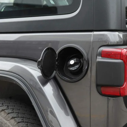 Vista 6 de Savadicar Cubierta de tapa de gasolina, puerta del tanque de combustible para Jeep Wrangler JL JLU 2018-2024 2/4 puertas, construcción de ABS +