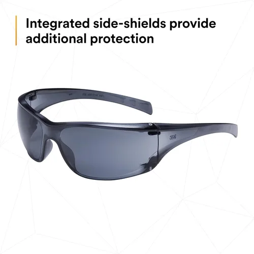 Vista 4 de 3M Anteojos de seguridad, Virtua AP, 1 par, ANSI Z87, antiniebla, revestimiento antiarañazos, lente gris, montura gris, protectores laterales