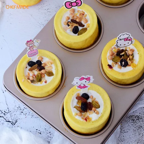 Vista 8 de CHEFMADE Molde para Brownie y Muffin, Molde de 6 Cavidades Antiadherente para Tartas y Cupcakes, para Hornear en Horno (Oro Champán)
