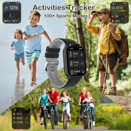 Vista 3 de Reloj inteligente para niños de 1.85" con rastreador de fitness y sueño, reloj inteligente para niños resistente al agua IP68, regalos para niños