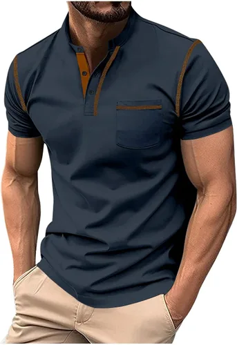Vista 40 de Mens Shirts Casual Stylish Button Down Short Sleeve Polo Shirt Summer Vacation Shirts Loose Athletic Pullover Tee