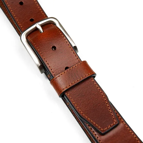 Vista 2 de Nautica Cinturón de cuero casual y de vestir para hombre con hebilla de metal