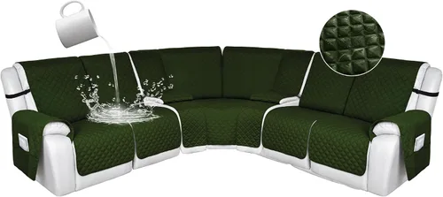 Vista 180 de HDCAXKJ Fundas de sofá seccional reclinable 100% impermeable, forma de L, funda de sofá reclinable lavable acolchada suave para mascotas, perro