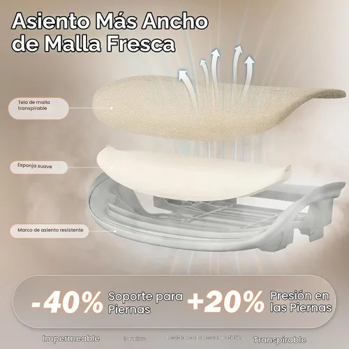 Vista 9 de ELABEST Silla de oficina de malla, silla ergonómica de escritorio para computadora, silla de tareas resistente, soporte lumbar ajustable
