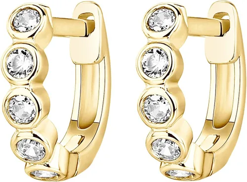 Vista 3 de PAVOI Aretes de aro de plata de ley chapados en oro de 14 quilates con circonita cúbica para mujer