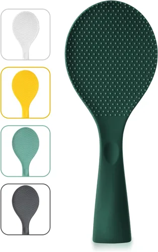 Vista 11 de FireKylin Cuchara de arroz de silicona con paleta antiadherente y soporte, cuchara para olla arrocera resistente al calor, cuchara para servir