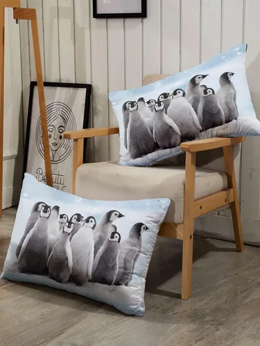Vista 6 de Datura home - Juego de ropa de cama con edredón con estampado de pingüino y nieve, juego de colcha con 1 edredón y 2 fundas de almohada