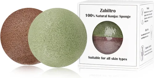 Vista 10 de Esponjas faciales naturales de Konjac - Semicírculos - para una limpieza facial suave y exfoliación ecológica - Cuidado de la piel Limpieza