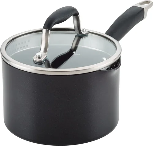 Vista 11 de Anolon Advanced Home Cacerola Antiadherente de Aluminio Anodizado Duro con Colador y Tapa, 2 Cuartos (Cacerola Coladora de 2 Qt, Índigo)