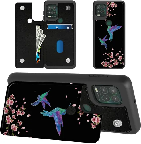 Vista 11 de Funda tipo cartera de mármol abstracto para Moto G Stylus 5G 2021 con tarjetero y bloqueo RFID, piel sintética suave, función atril, cierre