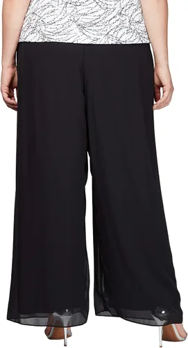 Vista 2 de Alex Evenings Pantalón de vestir de pierna recta para mujer Petite Regular Plus Tallas Metálico