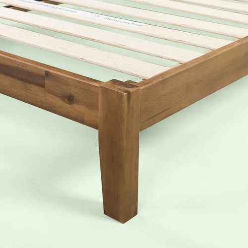 Vista 4 de Zinus Lucinda Marco de cama de plataforma de madera, no necesita somier, base de madera maciza con soporte de listones de madera, fácil montaje