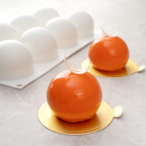 Vista 8 de Restaurantware -Molde de bola de 8 cavidades de pastelería, 1 molde de chocolate listo para horno - Molde de silicona blanca flexible, congelable