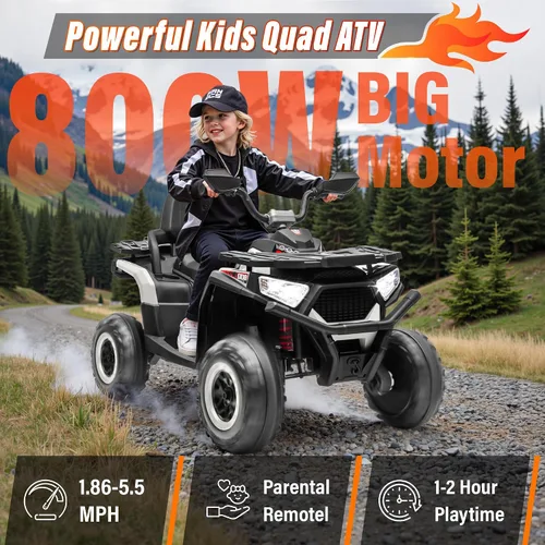Vista 2 de 24V 4WD Ride on Car, Kids ATV 4 Wheeler with Remote Control, 4x200W Motor, Spring Suspension, Beverage Port, 5.5Mph Max, Battery Powered Ride on B