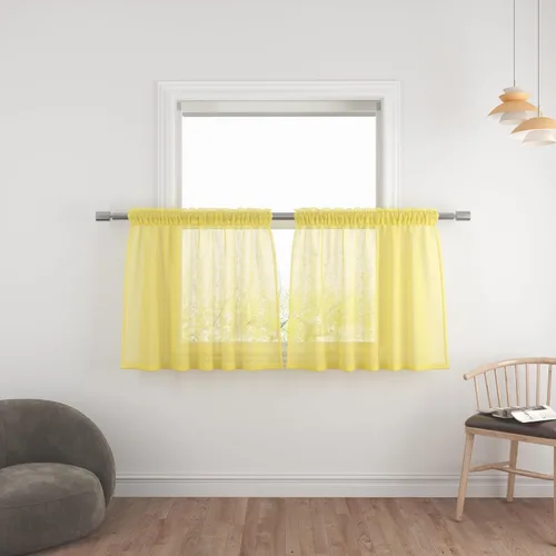 Vista 76 de UPOPO Paneles de Cortina Beige Pequeños Cortinas Transparentes de Gasa de 16 Pulgadas de Largo Cortinas de Cocina de Voile con Textura de Lino