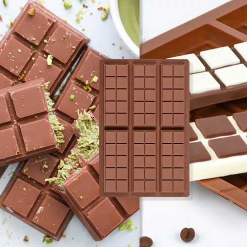 Vista 3 de Molde de barra de chocolate, molde de barra de chocolate Dubai de silicona profunda para chocolate, molde antiadherente grueso para caramelo para 10