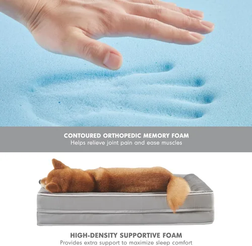 Vista 2 de Friends Forever - Cama ortopédica para perros medianos, cama de espuma viscoelástica impermeable para perros M con funda extraíble y lavable, gris