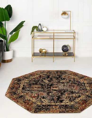 Vista 11 de Unique Loom Saturn Collection - Alfombra rectangular de iones (2 pies 2 pulgadas x 3 pies 1 pulgada, color beige crema/negro)