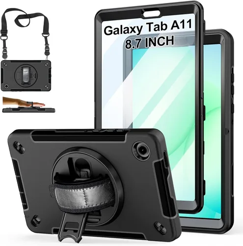 Vista 17 de Funda para Galaxy Tab Active 5 Pro 2025/4 Pro 2022/2019 de 10.1 Pulgadas: TPU con Soporte - Protector de Pantalla - Correa de Mano - Correa de Negro