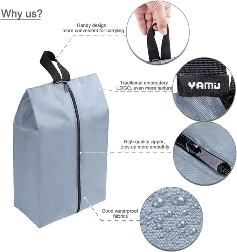 Vista 4 de Juego de 4 bolsas de zapatos de viaje de nailon impermeable con cremallera para hombres y mujeres, Varios colores, Paquete de 4 colores mixtos