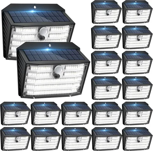 Vista 20 de CLAONER Luces solares para exteriores [126 LED], luces inalámbricas con sensor de movimiento, luces de seguridad impermeables IP65, 3 modos, ángulo