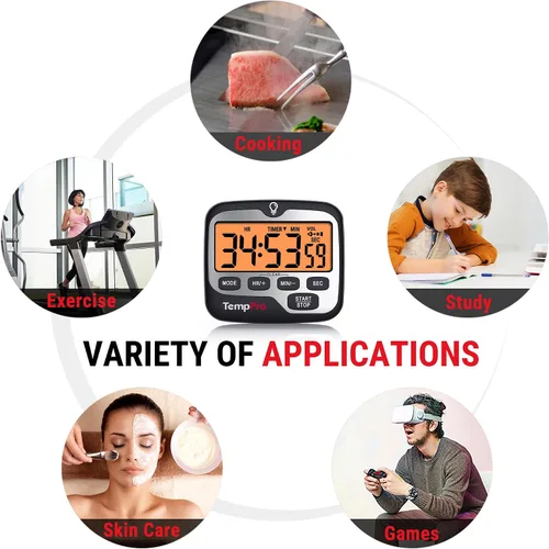Vista 8 de ThermoPro TM01 Temporizadores de Cocina para Cocinar con Temporizador de Cuenta Regresiva y Cuenta Progresiva, Temporizador Digital para Niños