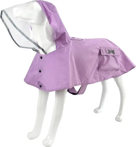 Vista 16 de Chubasquero impermeable para perros, ropa impermeable ajustable con tira reflectante y ligera con capucha tipo poncho (Verde Ejército, XS)