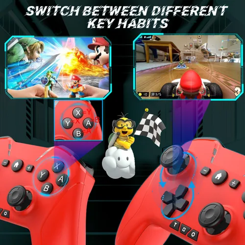 Vista 5 de Bluetooth Controller for SwitchMacPCSteamMobile PhoneiOSAndroidTViPadTableApple Arcade MFi Games, switch pro controller wireless with Adjustable
