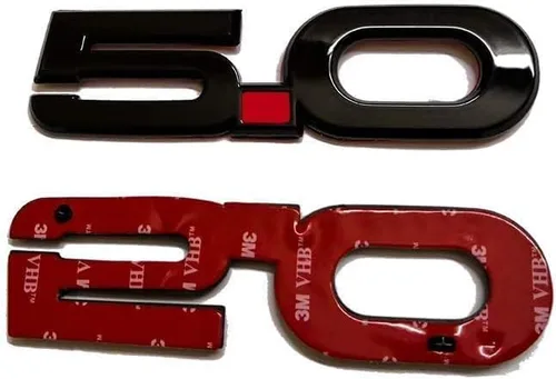 Vista 4 de 2 calcomanías de repuesto para emblema 5.0 3D para Mustang 2015-2017, color negro brillante