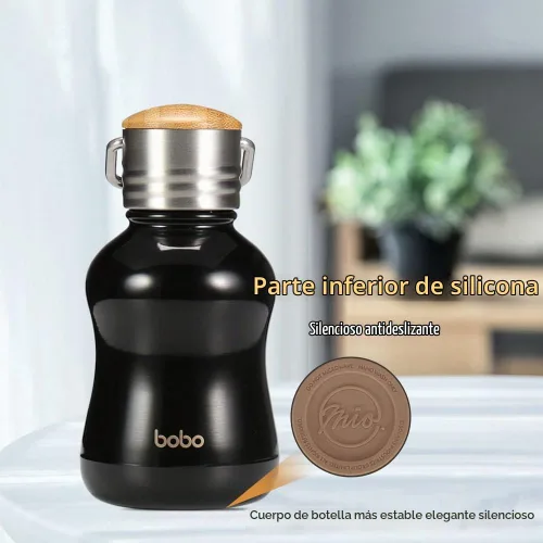 Vista 5 de YOHKOH Mini Botella de Agua Aislada al Vacío Con Tapa de Bambú - Botella de Agua Térmica de Acero Inoxidable para Mujeres, Niñas, Niños, Botella