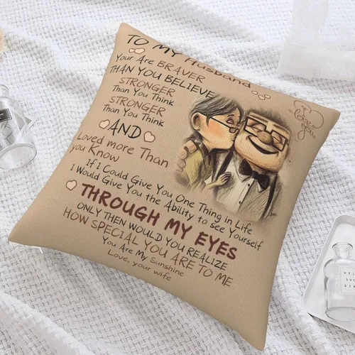 Vista 5 de Fundas de almohada de regalo para marido de parte de la esposa, fundas de almohada de Carl y Ellie, fundas de almohada de amor, para aniversario