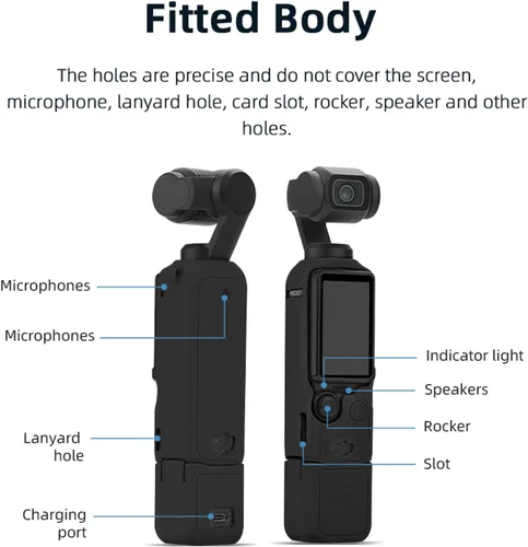 Vista 3 de Funda protectora de silicona para DJI Osmo Pocket 3 Funda de silicona Funda protectora Handheld Gimbal Action Camera Accesorios (negro)