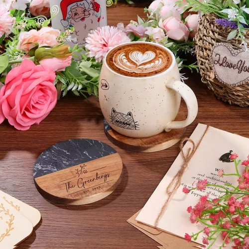 Vista 7 de Posavasos personalizados, regalo de aniversario de boda para parejas de amigos, regalo de recién casados, posavasos grabados personalizados