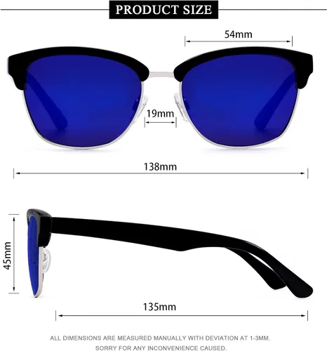 Vista 4 de SEEKASTRO Lentes de sol retro de moda semi sin montura para hombres y mujeres, ligeros, revestimiento de protección UV, lente espejada, marco mixto