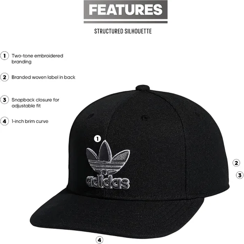 Vista 2 de adidas Originals Men's Modern High Crown Structured Pre-Curve Brim Snapback Adjustable Fit Hat