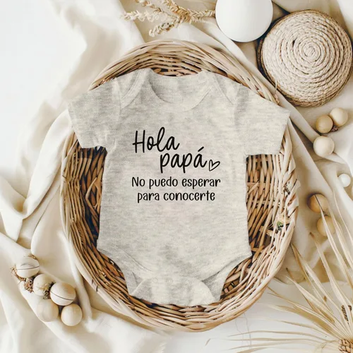 Vista 5 de Hola Papá Anuncio de Embarazo en Español Bodysuit para bebé - Regalo para el nuevo papá por ser - Regalo sorpresa para el nuevo papá