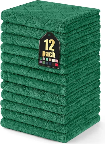 Vista 59 de Homaxy - Paquete de 12 trapos de cocina (13 x 19 pulgadas, marrón), de terciopelo coral supersuaves y absorbentes para lavar platos, paño