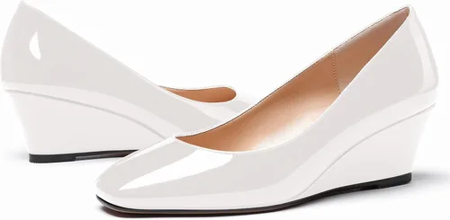 Vista 6 de WAYDERNS Zapatos de tacón bajo con punta cuadrada de charol para mujer, 2 pulgadas