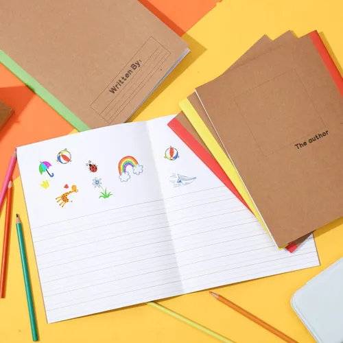 Vista 6 de Henoyso Paquete de 5 cuadernos de composición primaria, 9-3/4 x 7-1/2 pulgadas, diario primario para niños, cuaderno de escritura K-2 para niños
