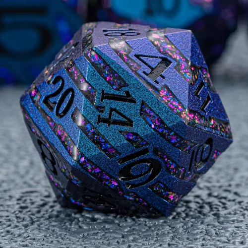 Vista 23 de Juego de dados de metal con incrustaciones de alta calidad, dados DND de aleación de zinc pesado para jugadores de rol serios